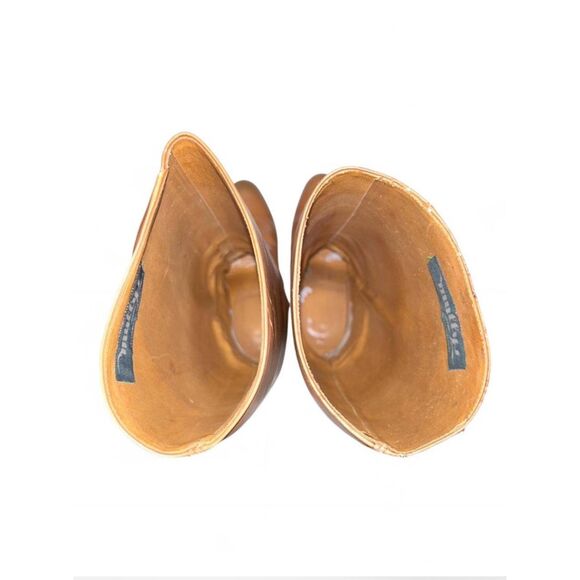 Women's Mullys Vintage Tan Leather Knee High Round Toe Heeled Boots - Size 4 - Picture 5 of 10